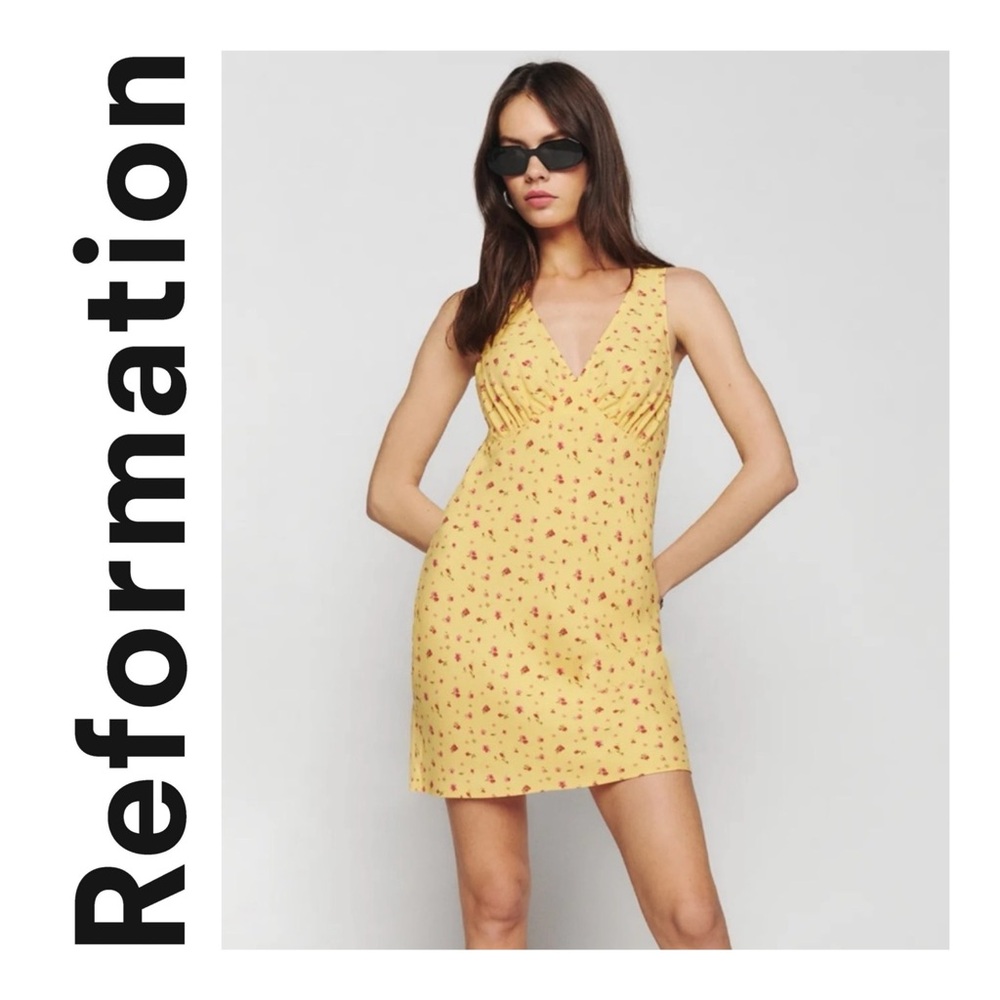 REFORMATION calix mini dress yellow floral print Size medium